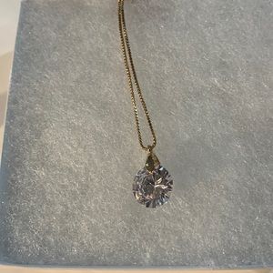 Necklace and matching earrings, cubic zirconia, faux gold